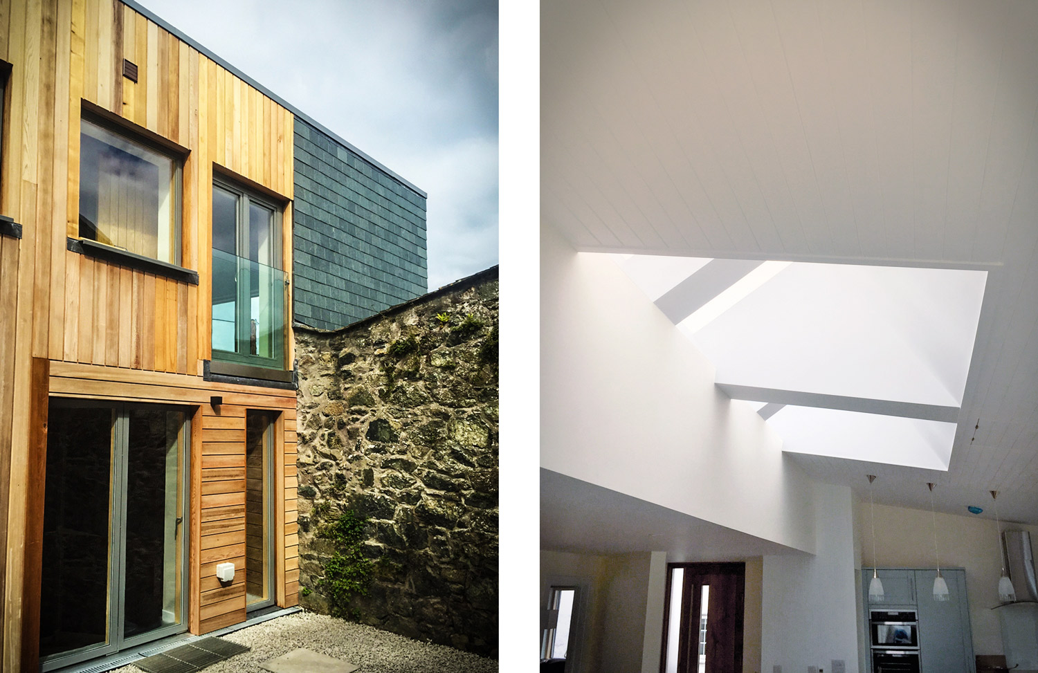 Costal designed home Cornwall outside and skylight